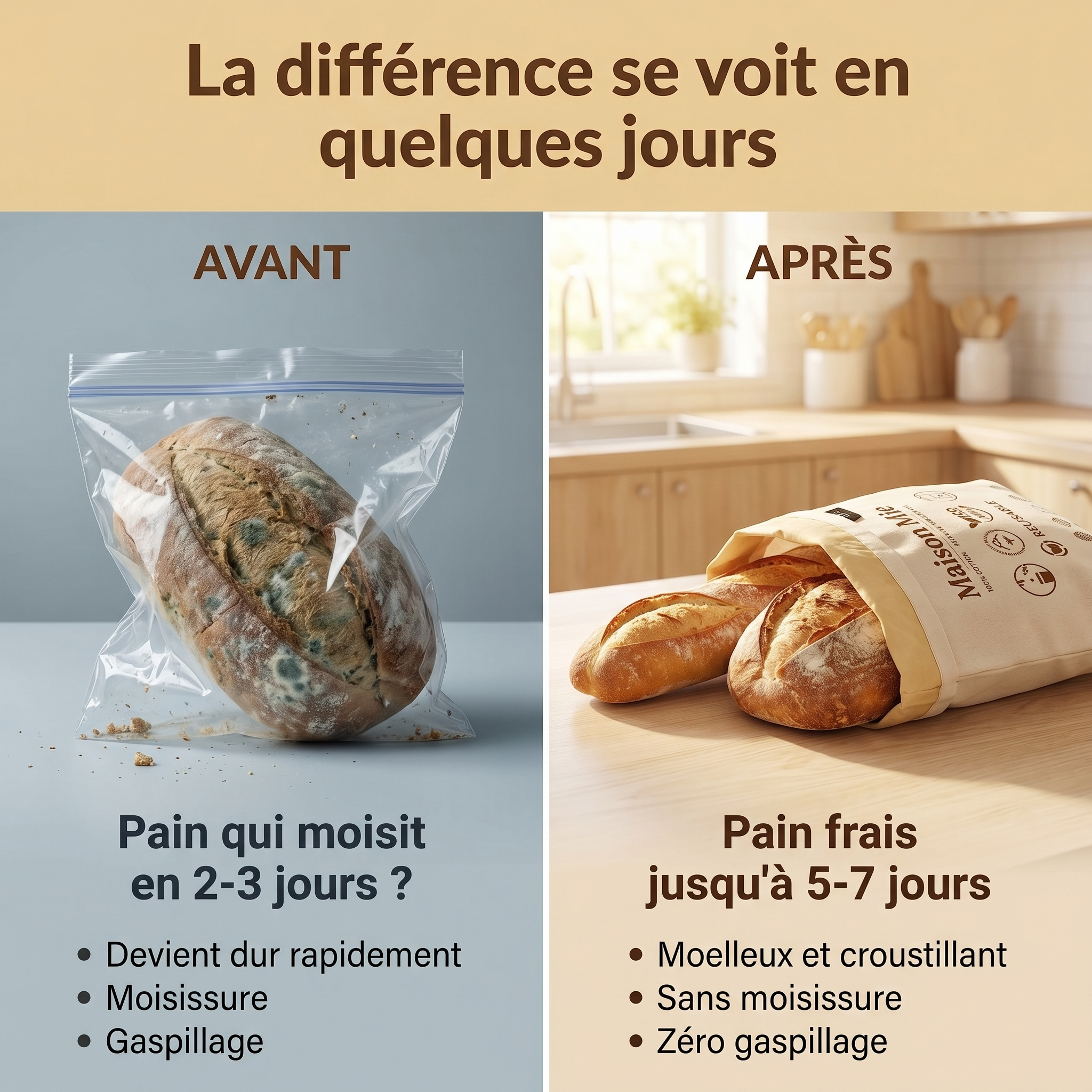 Sac à Pain Maison Mie™ – Gardez votre pain frais plus longtemps