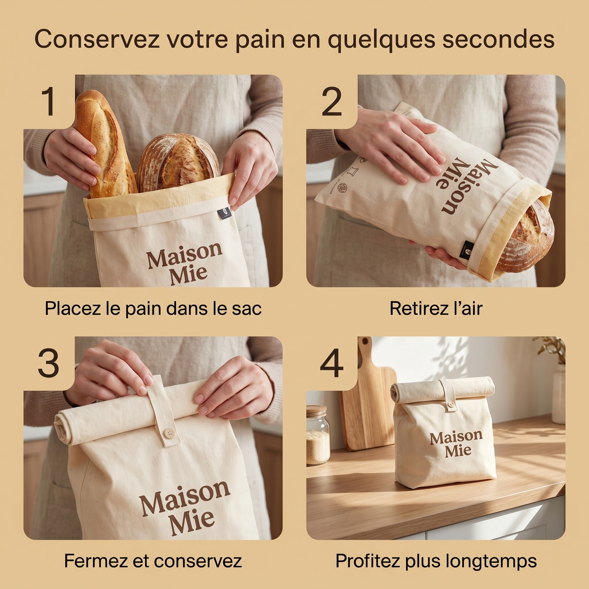 Sac à Pain Maison Mie™ – Gardez votre pain frais plus longtemps