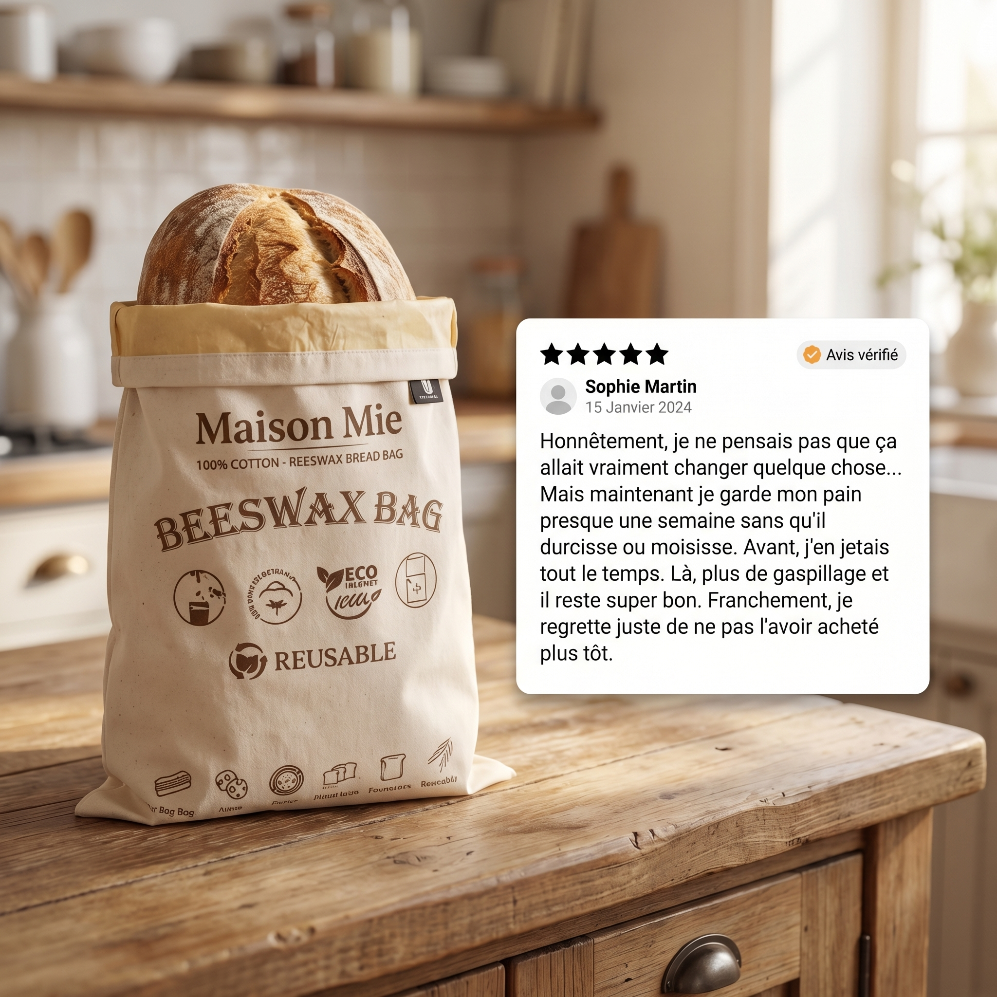 Sac à Pain Maison Mie™ – Gardez votre pain frais plus longtemps