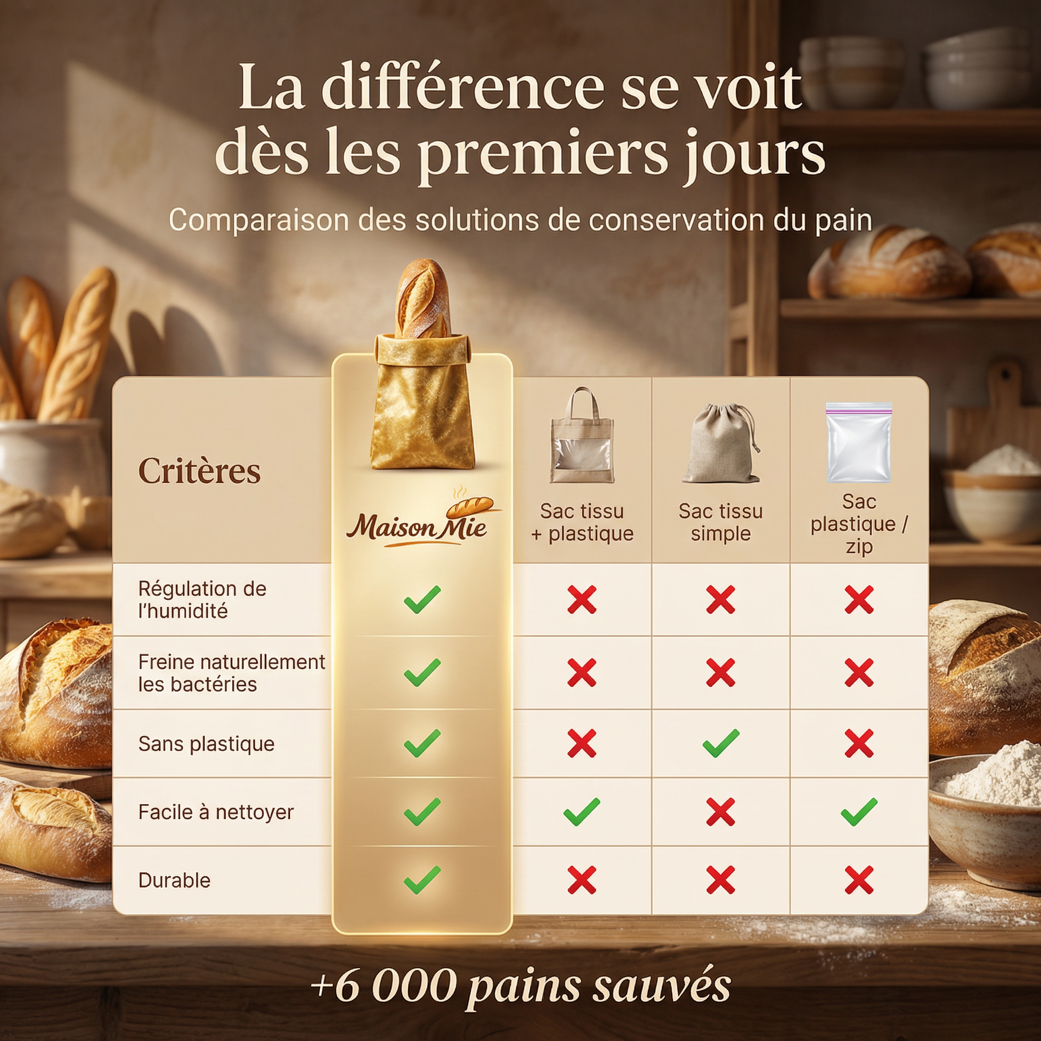 Sac à Pain Maison Mie™ – Gardez votre pain frais plus longtemps